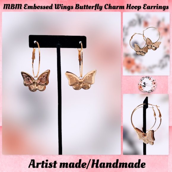 The MBM Boutique Jewelry - 🆕MBM "Embossed Wings" Butterfly Charm Hoop Earrings
